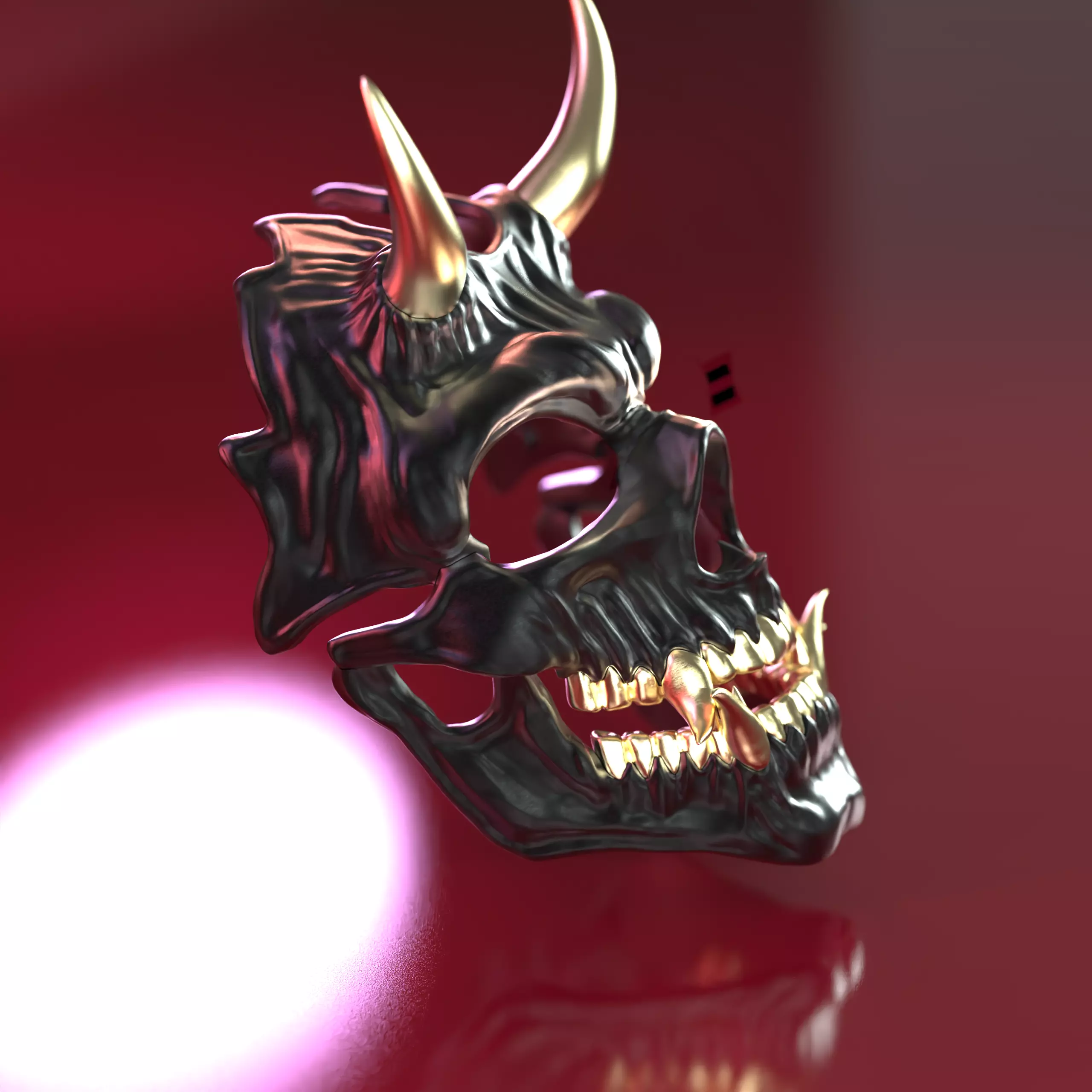 Oni 01- Bi-color - Skull mask 3D print model_12