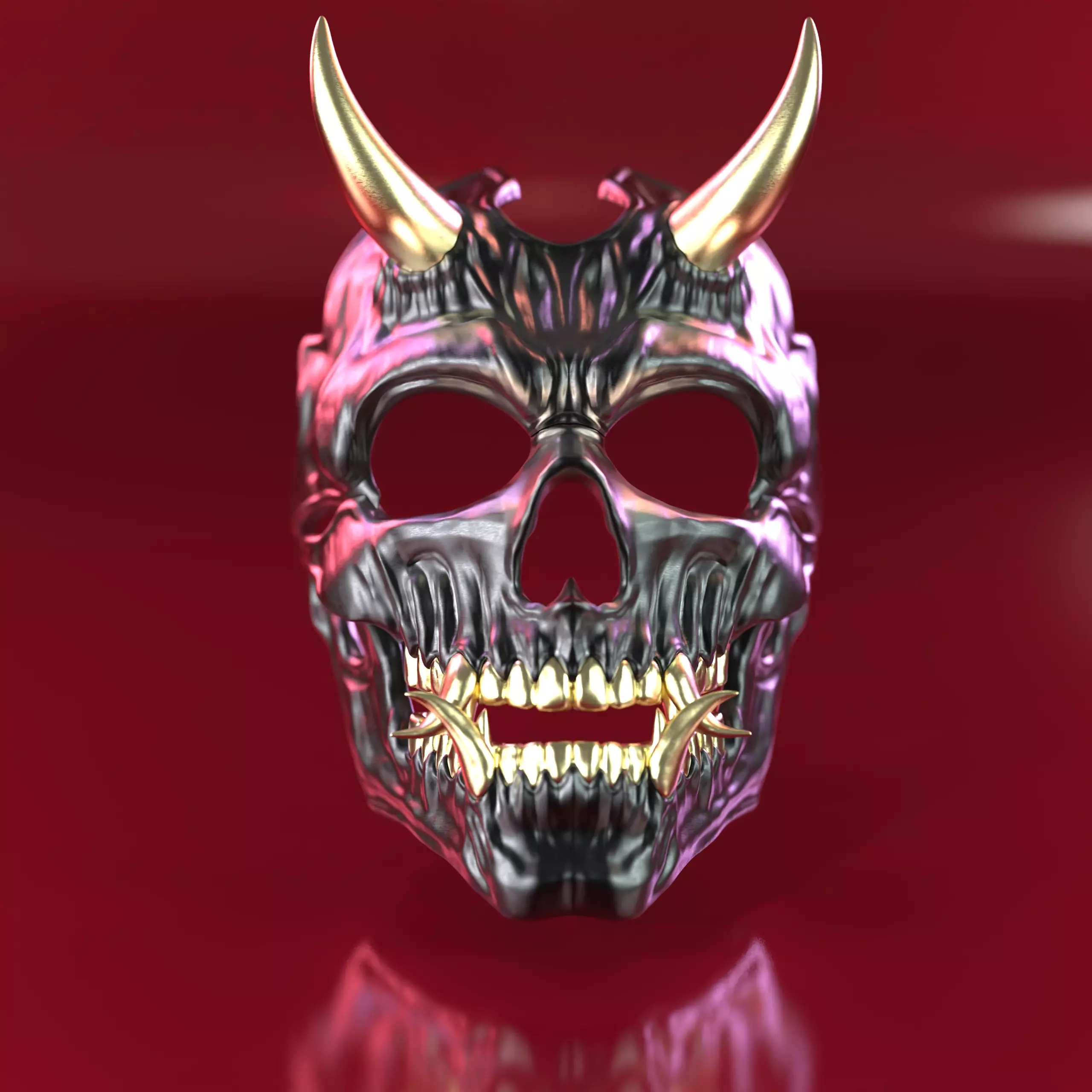 Oni 01- Bi-color - Skull mask 3D print model_2