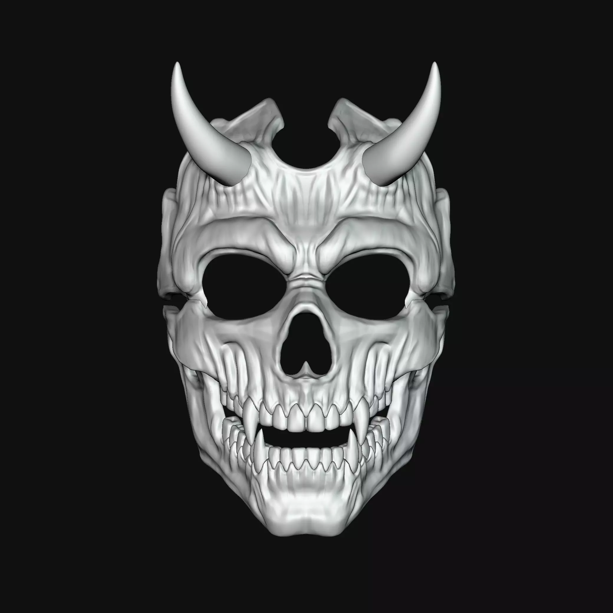 Oni 01- Bi-color - Skull mask 3D print model_10