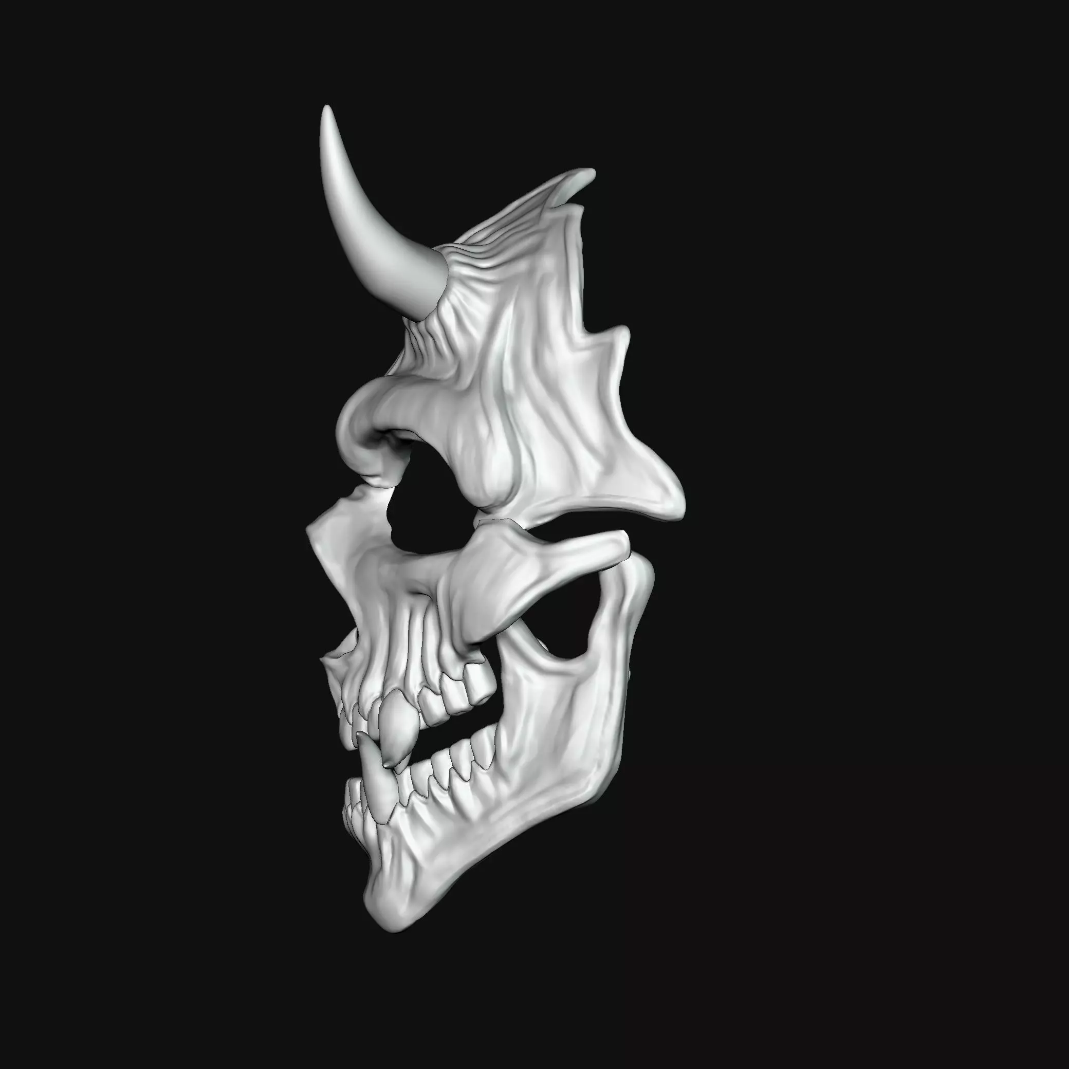 Oni 01- Bi-color - Skull mask 3D print model_8