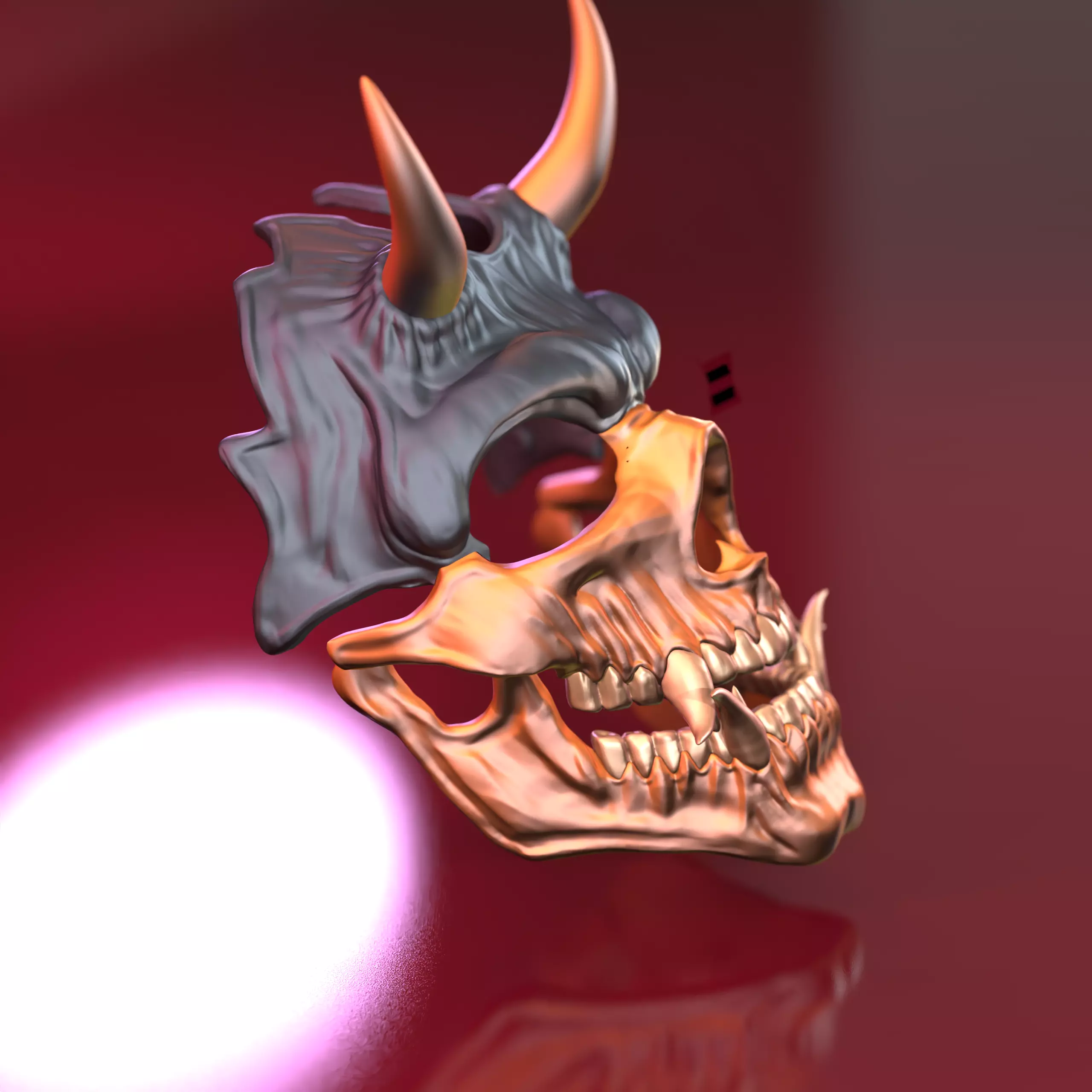 Oni 01- Bi-color - Skull mask 3D print model_4