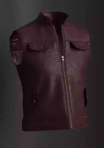 Mens Leather Vest and Jacket 3D Model