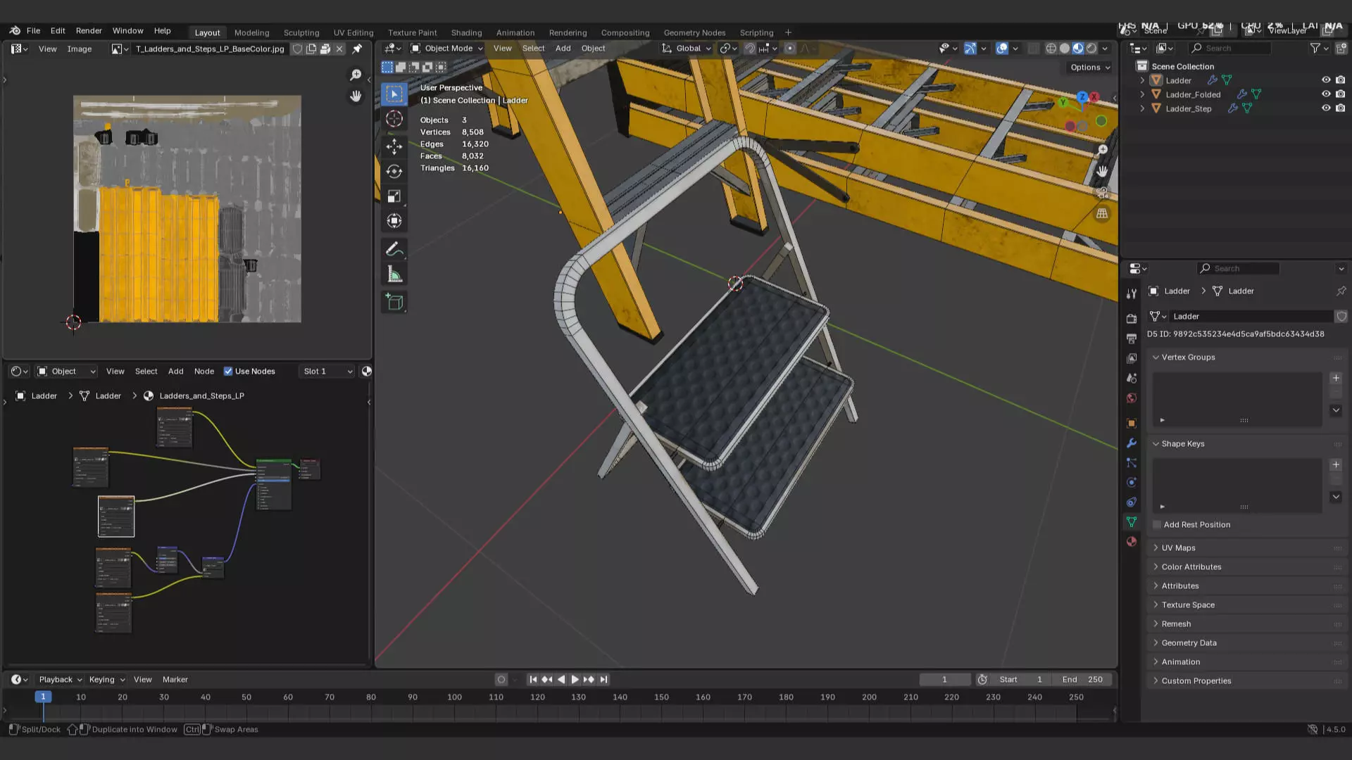 Ladder and step ladder 3d model for the construction industry Low-poly 3D model_5