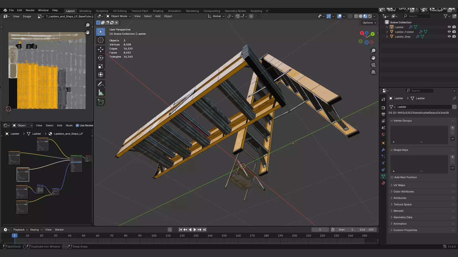 Ladder and step ladder 3d model for the construction industry Low-poly 3D model_4