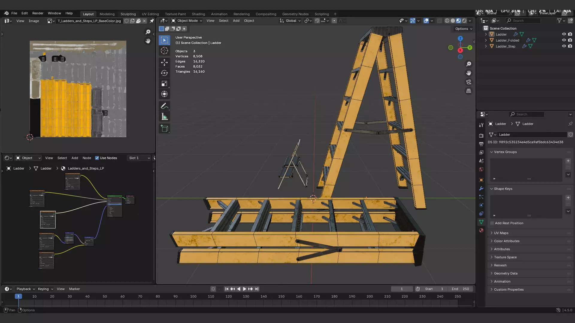 Ladder and step ladder 3d model for the construction industry Low-poly 3D model_3