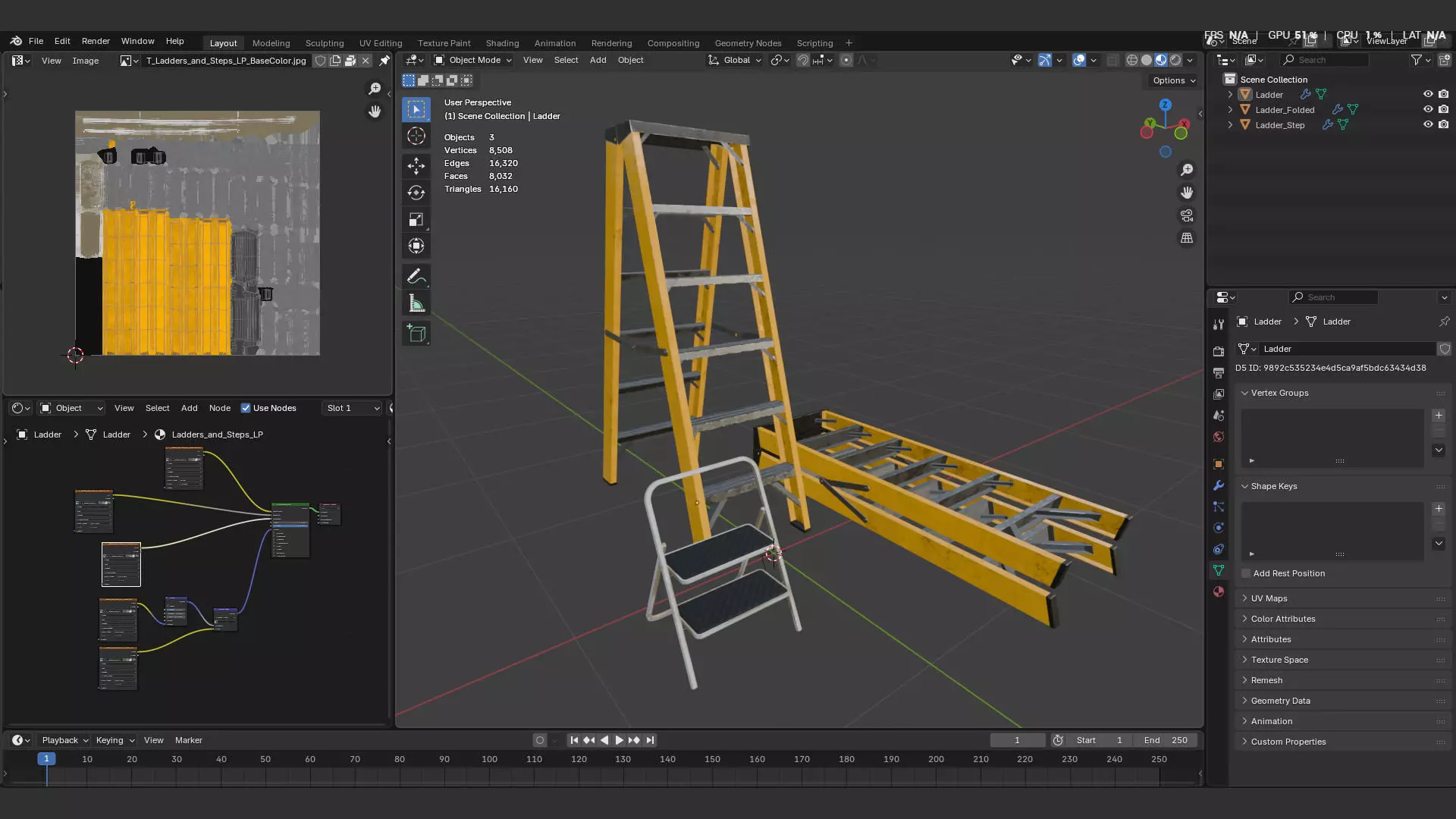 Ladder and step ladder 3d model for the construction industry Low-poly 3D model_1