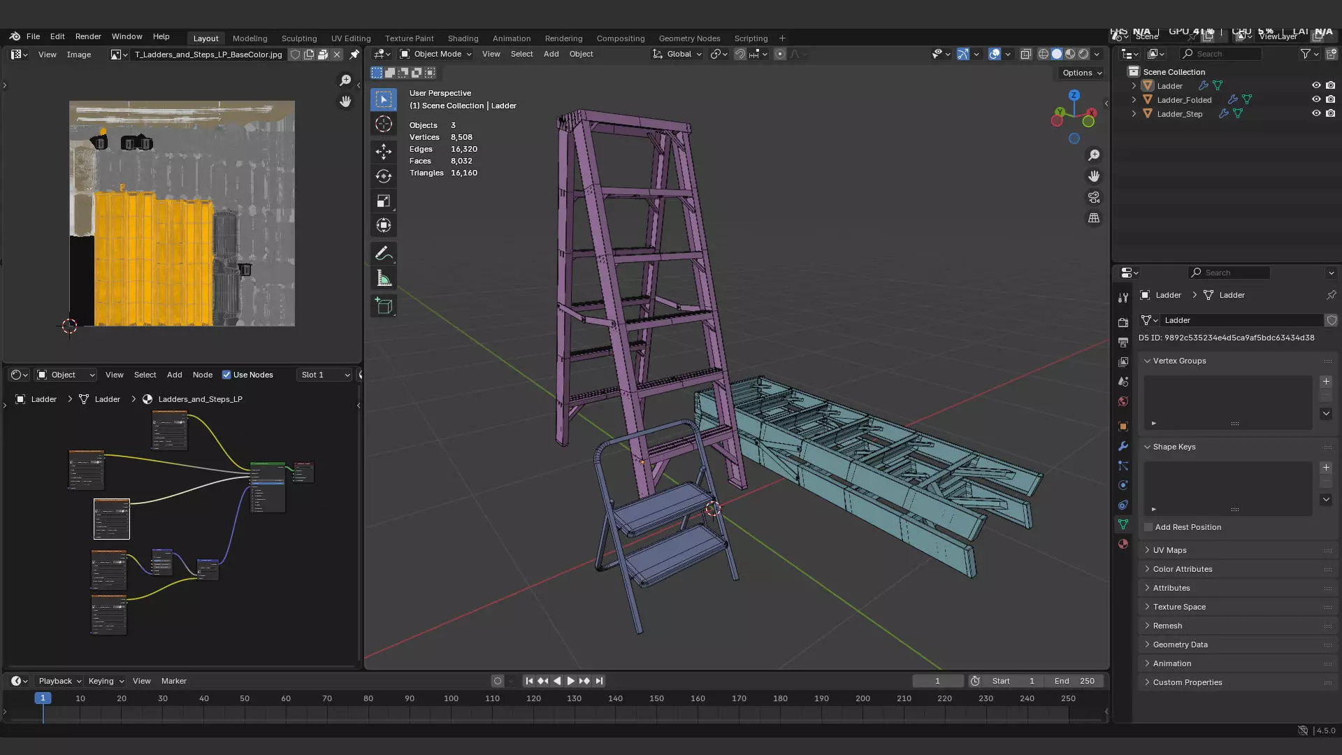 Ladder and step ladder 3d model for the construction industry Low-poly 3D model_2