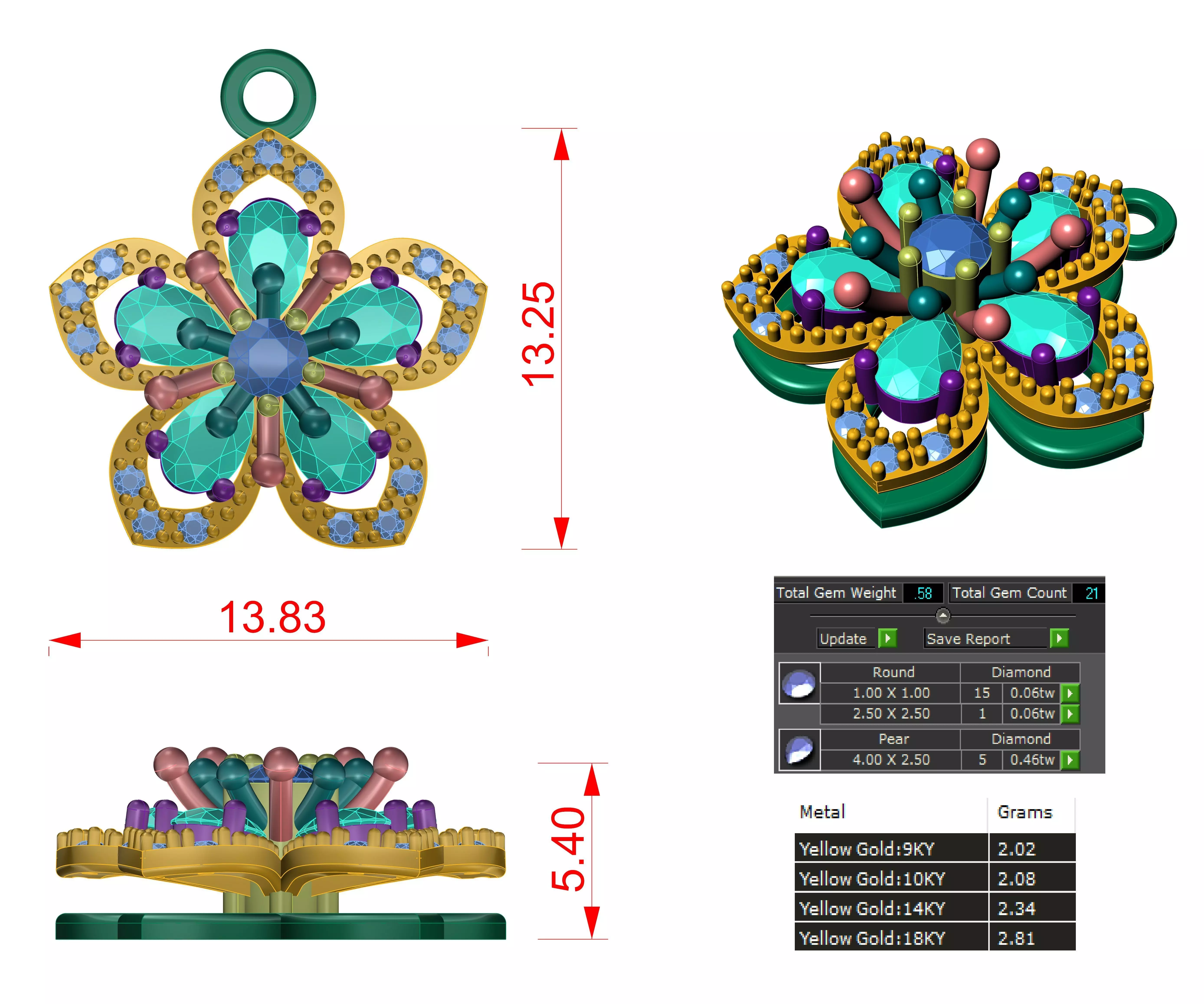 Flower Pendant 3D print model