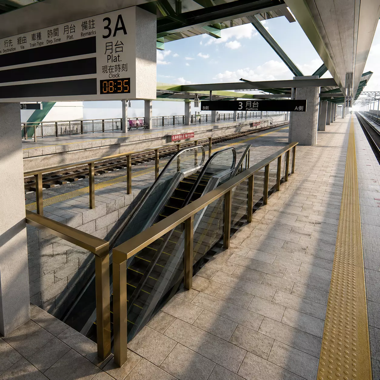 Modern Elevated Metro Station Detailed Train Station 3D model