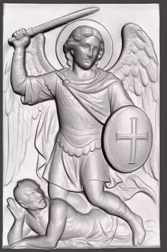  Archangel Michael Relief Icon for CNC or 3D print model  3D print model
