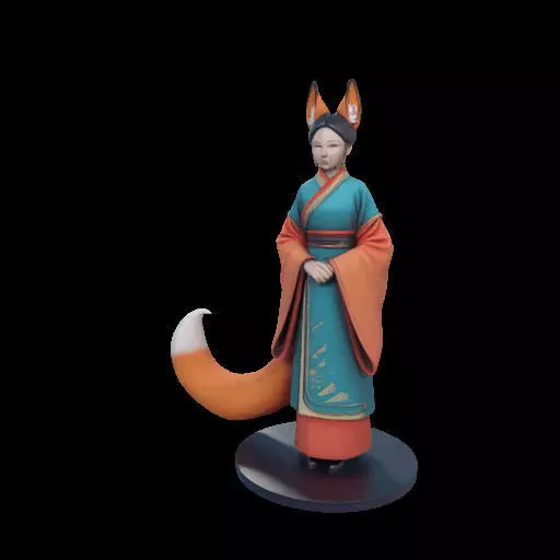 1924COLORFUL Fox Spirit Woman in Pu Song Ling Style 3D print model_22