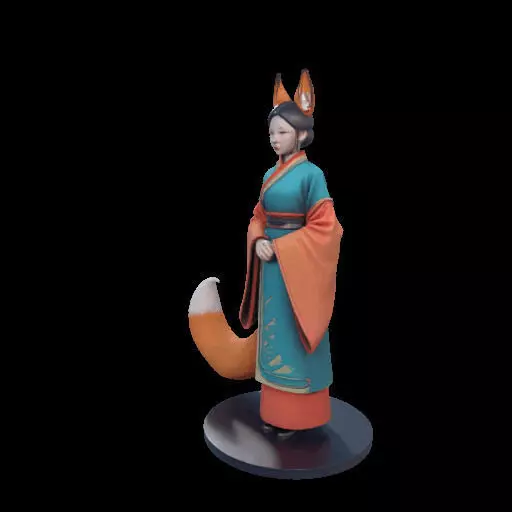 1924COLORFUL Fox Spirit Woman in Pu Song Ling Style 3D print model_20