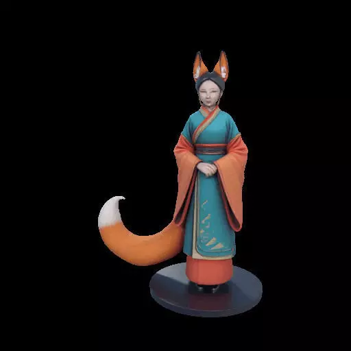 1924COLORFUL Fox Spirit Woman in Pu Song Ling Style 3D print model_23