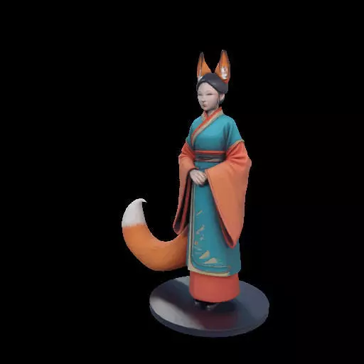 1924COLORFUL Fox Spirit Woman in Pu Song Ling Style 3D print model_21