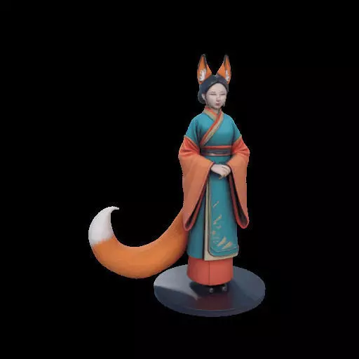 1924COLORFUL Fox Spirit Woman in Pu Song Ling Style 3D print model_2