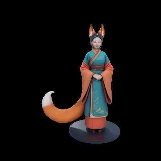 1924COLORFUL Fox Spirit Woman in Pu Song Ling Style 3D print model_1