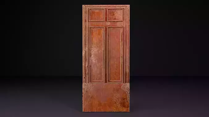 Vintage Distressed Wood Door Game Asset