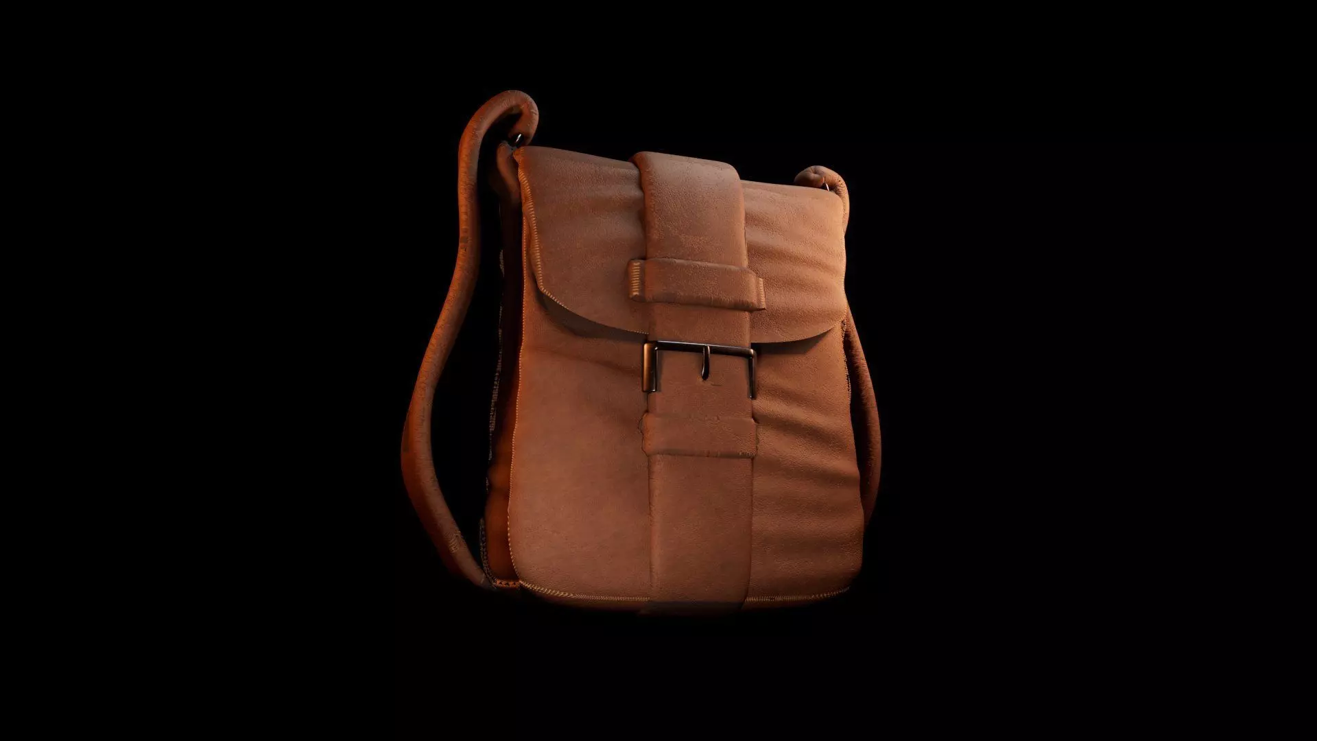 Low-Poly Leather Crossbody Bag Low-poly 3D model_2