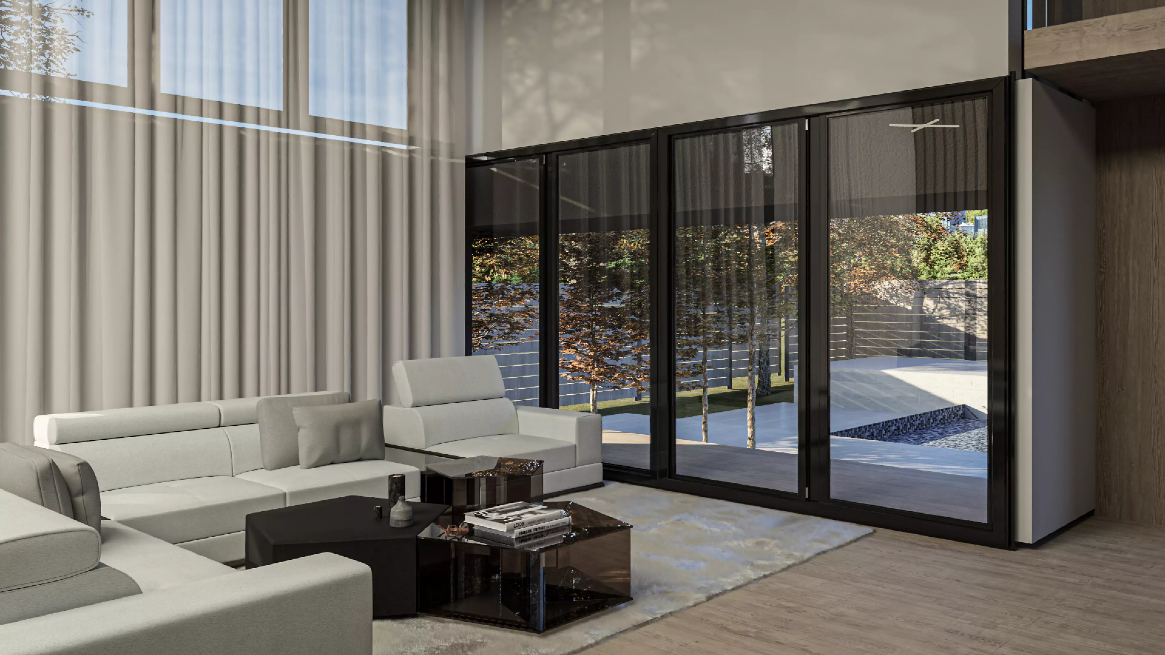 Modern Minimalist Villa with Interior Exterior Scene  Low-poly 3D model_8