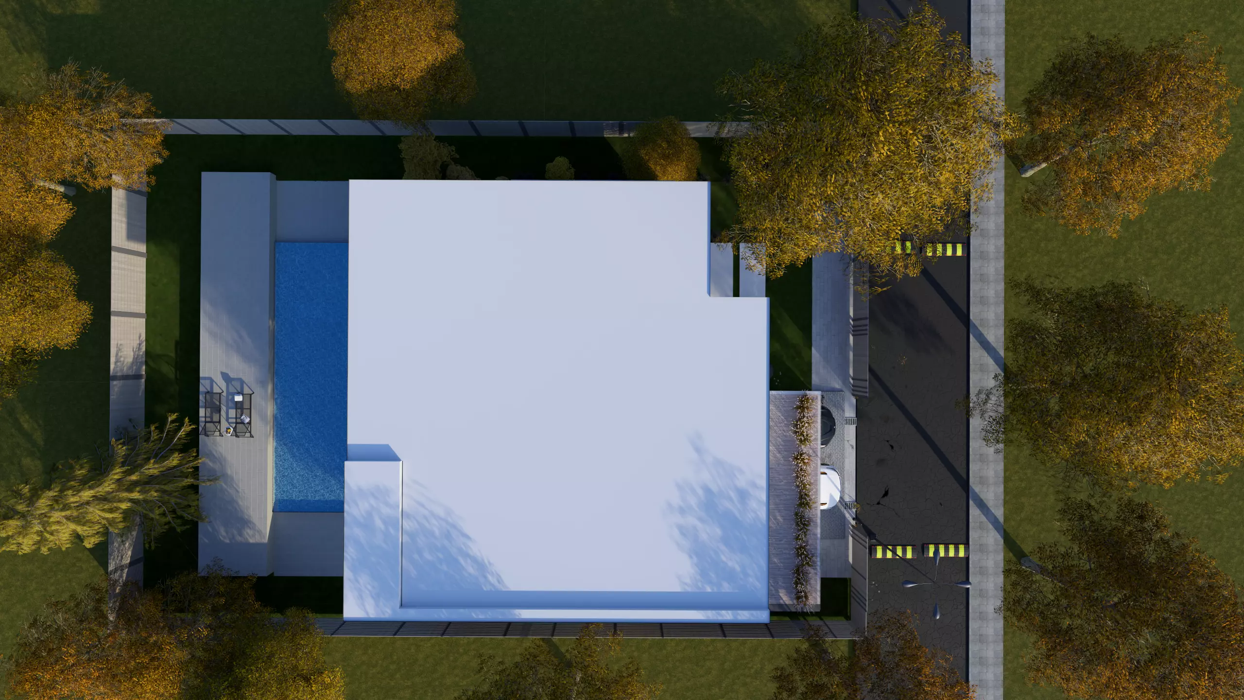 Modern Minimalist Villa with Interior Exterior Scene  Low-poly 3D model_2