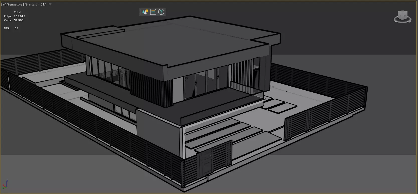 Modern Minimalist Villa with Interior Exterior Scene  Low-poly 3D model_14