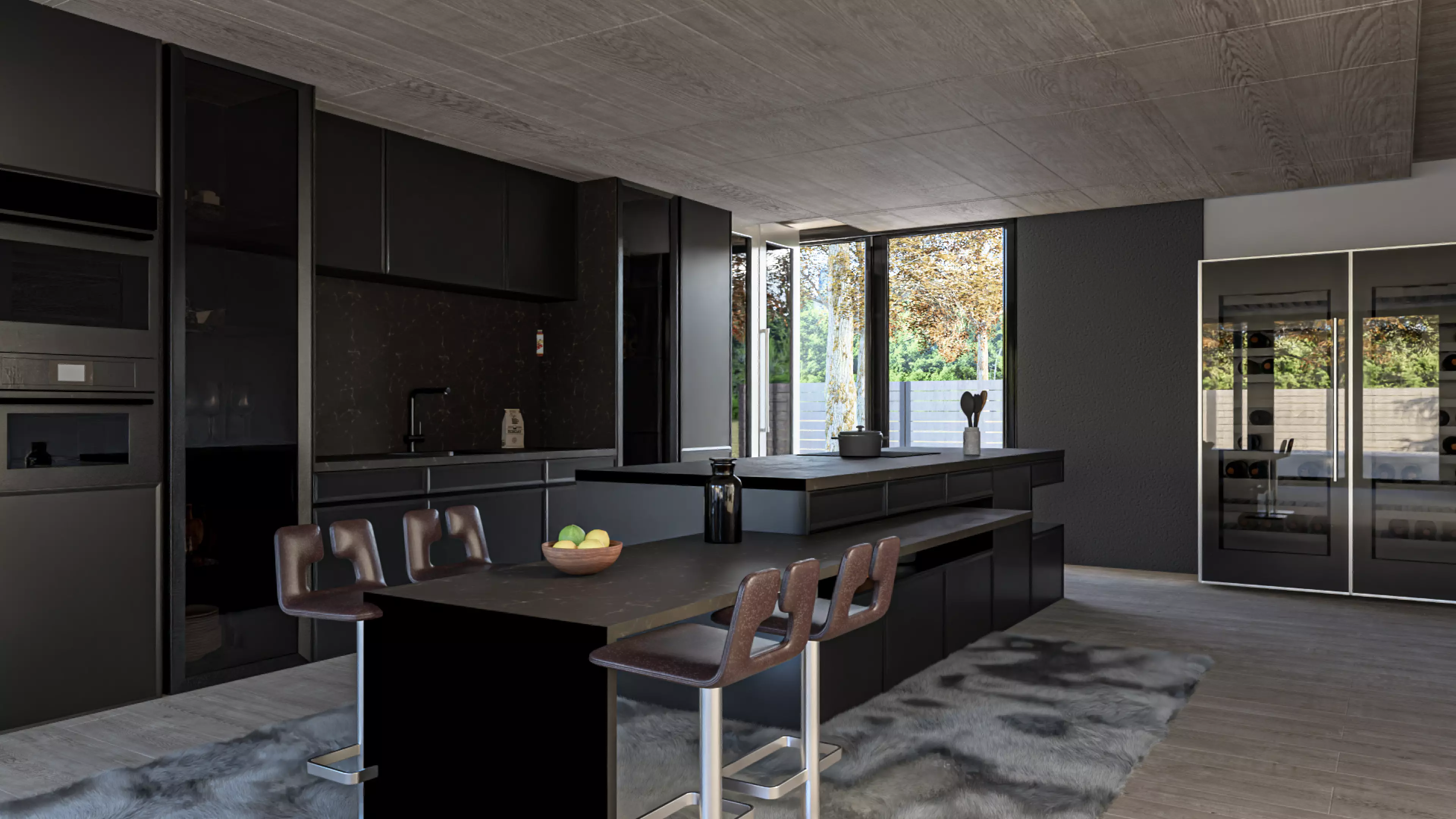 Modern Minimalist Villa with Interior Exterior Scene  Low-poly 3D model_9