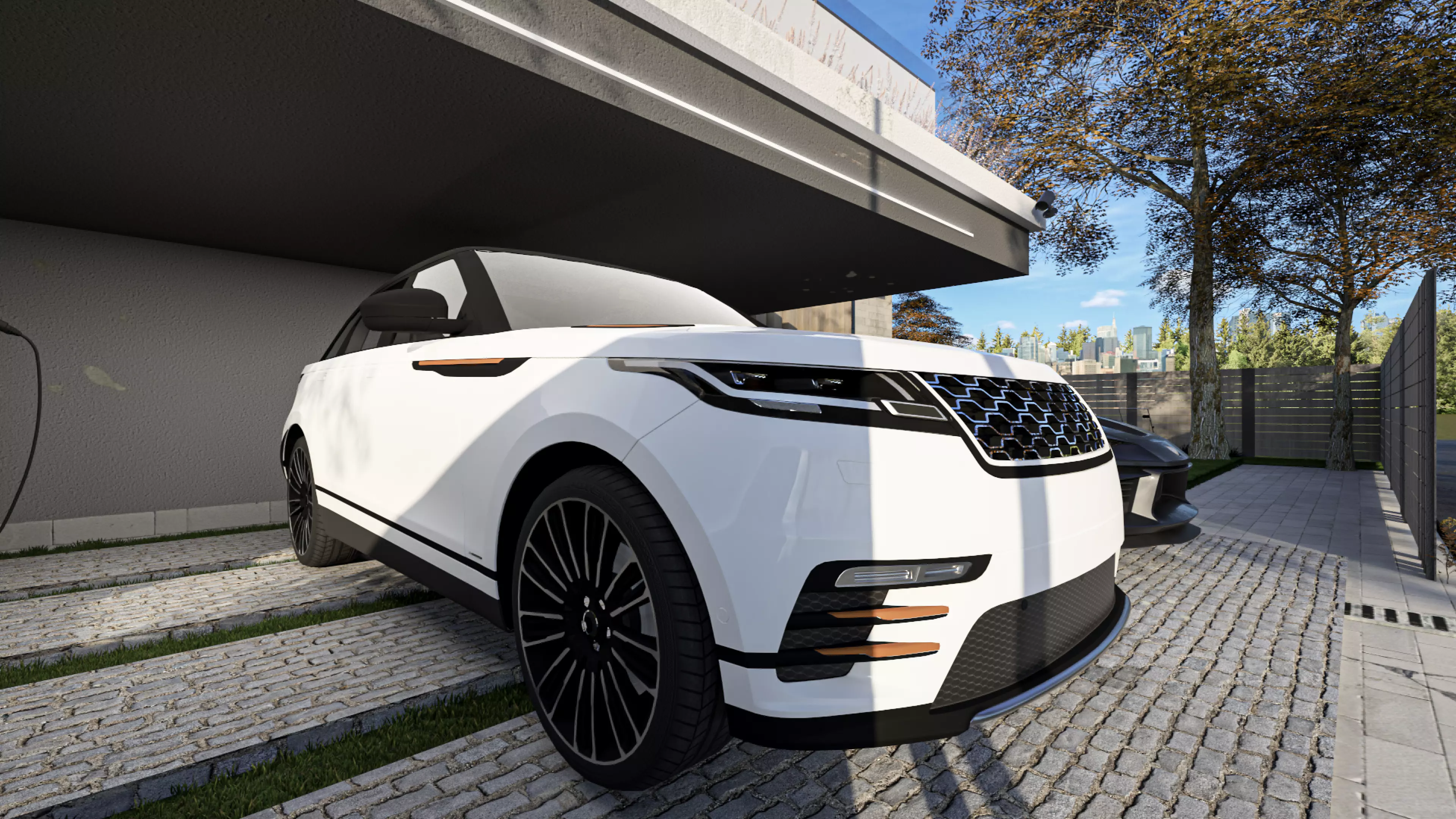 Modern Minimalist Villa with Interior Exterior Scene  Low-poly 3D model_3