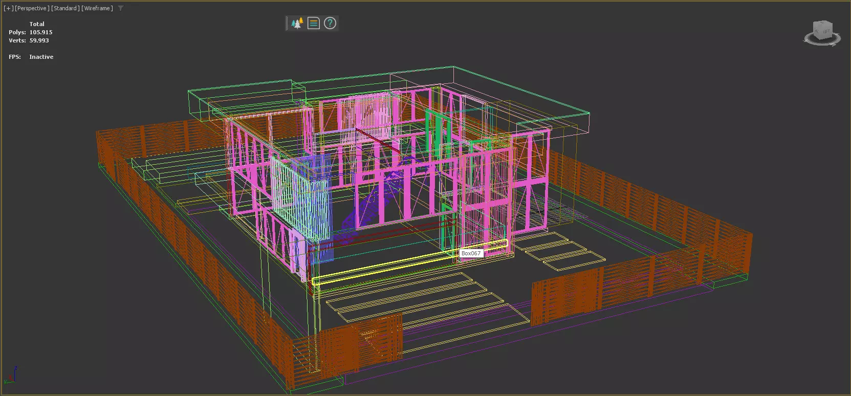 Modern Minimalist Villa with Interior Exterior Scene  Low-poly 3D model_12