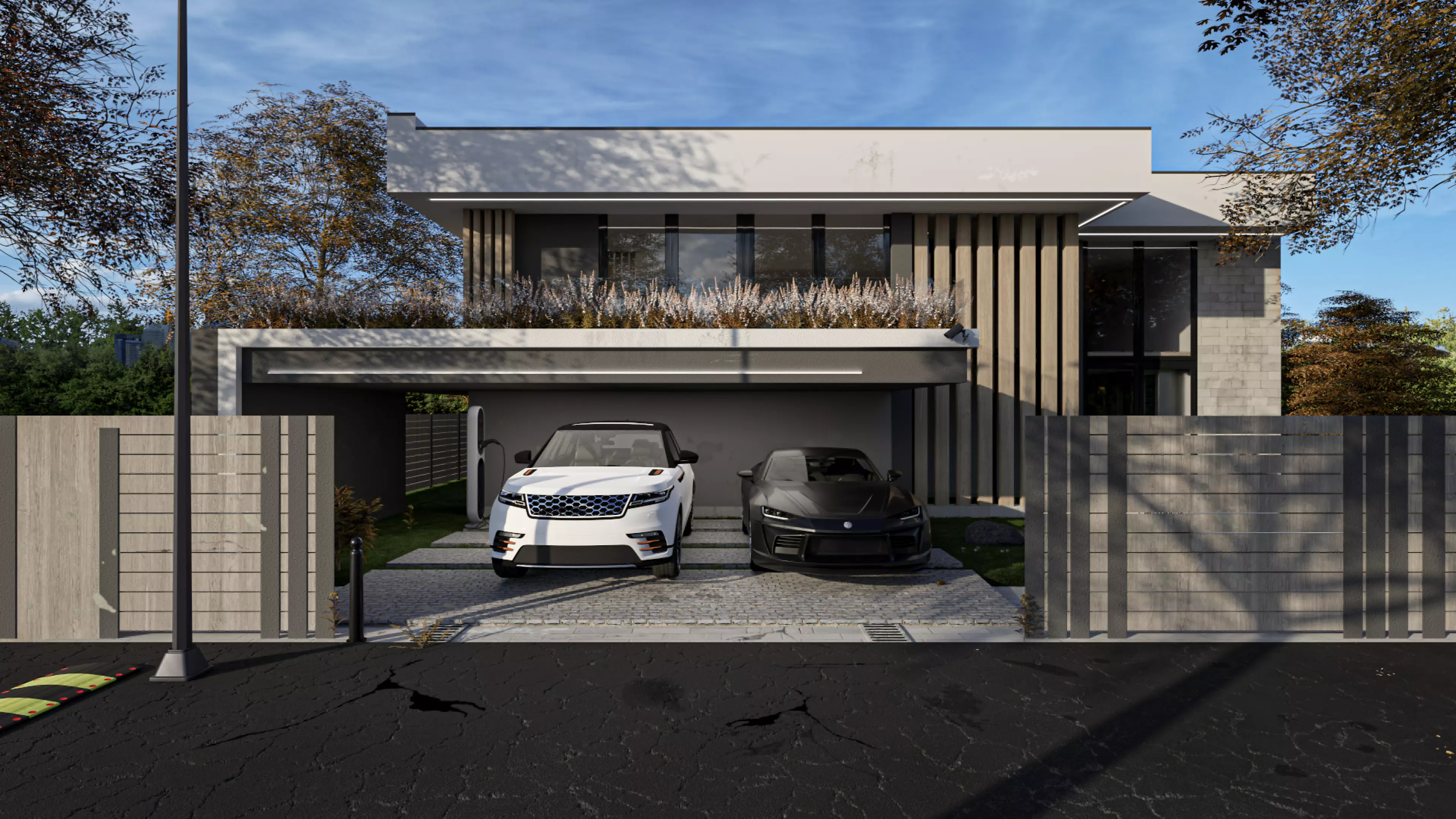 Modern Minimalist Villa with Interior Exterior Scene  Low-poly 3D model_15