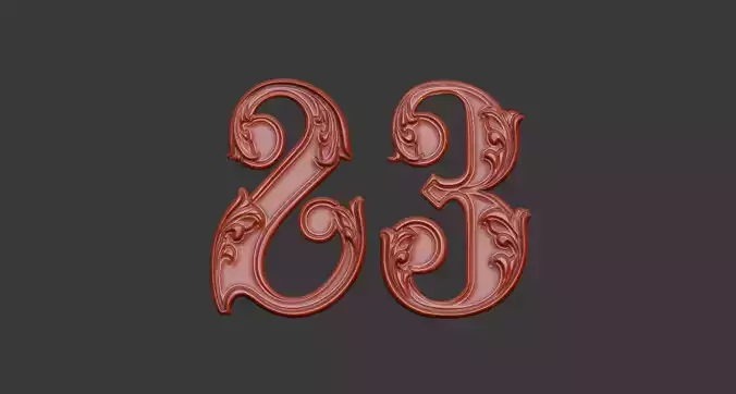 number 23 design detail soft organic soft  3D print model