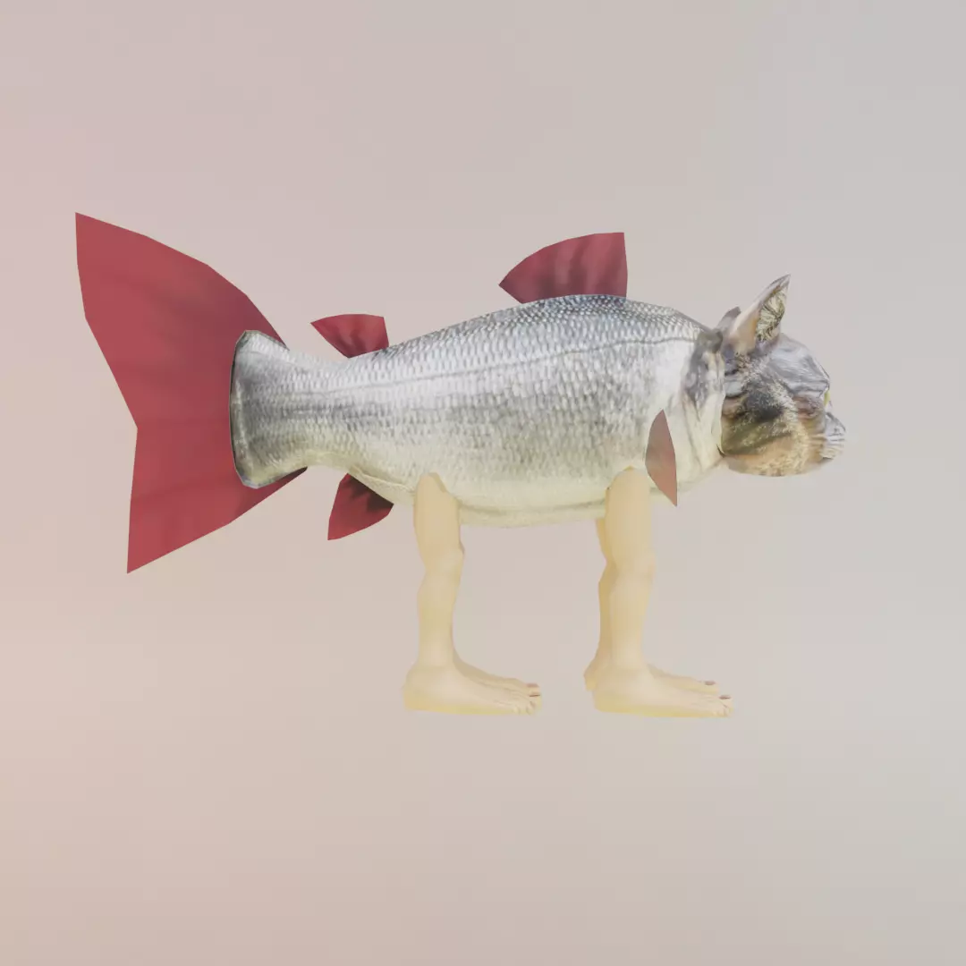 Trulimero Trulicina Italian brainrot Low Poly Character Low-poly 3D model_9