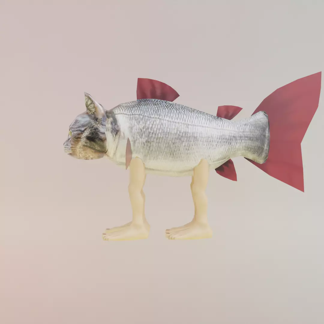 Trulimero Trulicina Italian brainrot Low Poly Character Low-poly 3D model_3