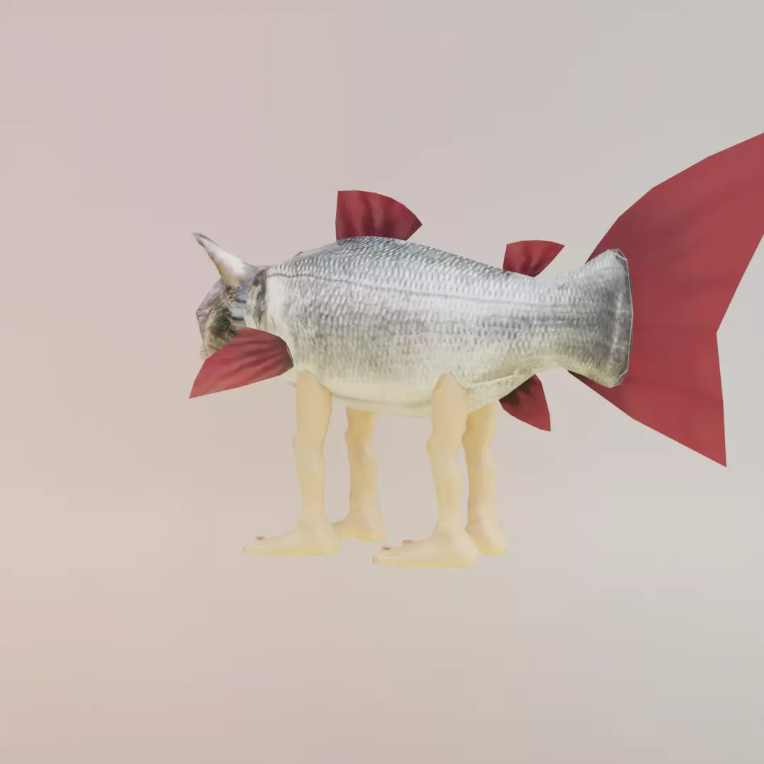 Trulimero Trulicina Italian brainrot Low Poly Character Low-poly 3D model_4