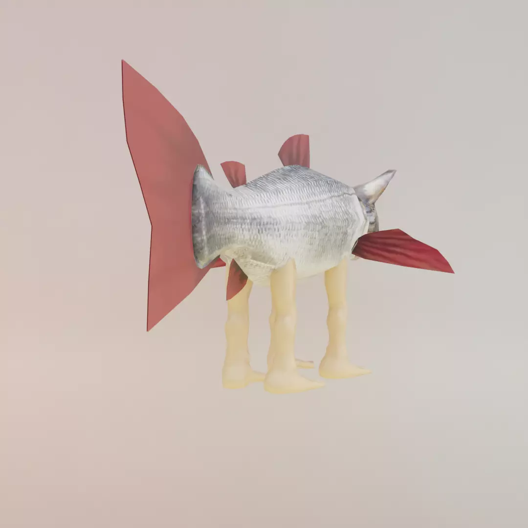 Trulimero Trulicina Italian brainrot Low Poly Character Low-poly 3D model_7