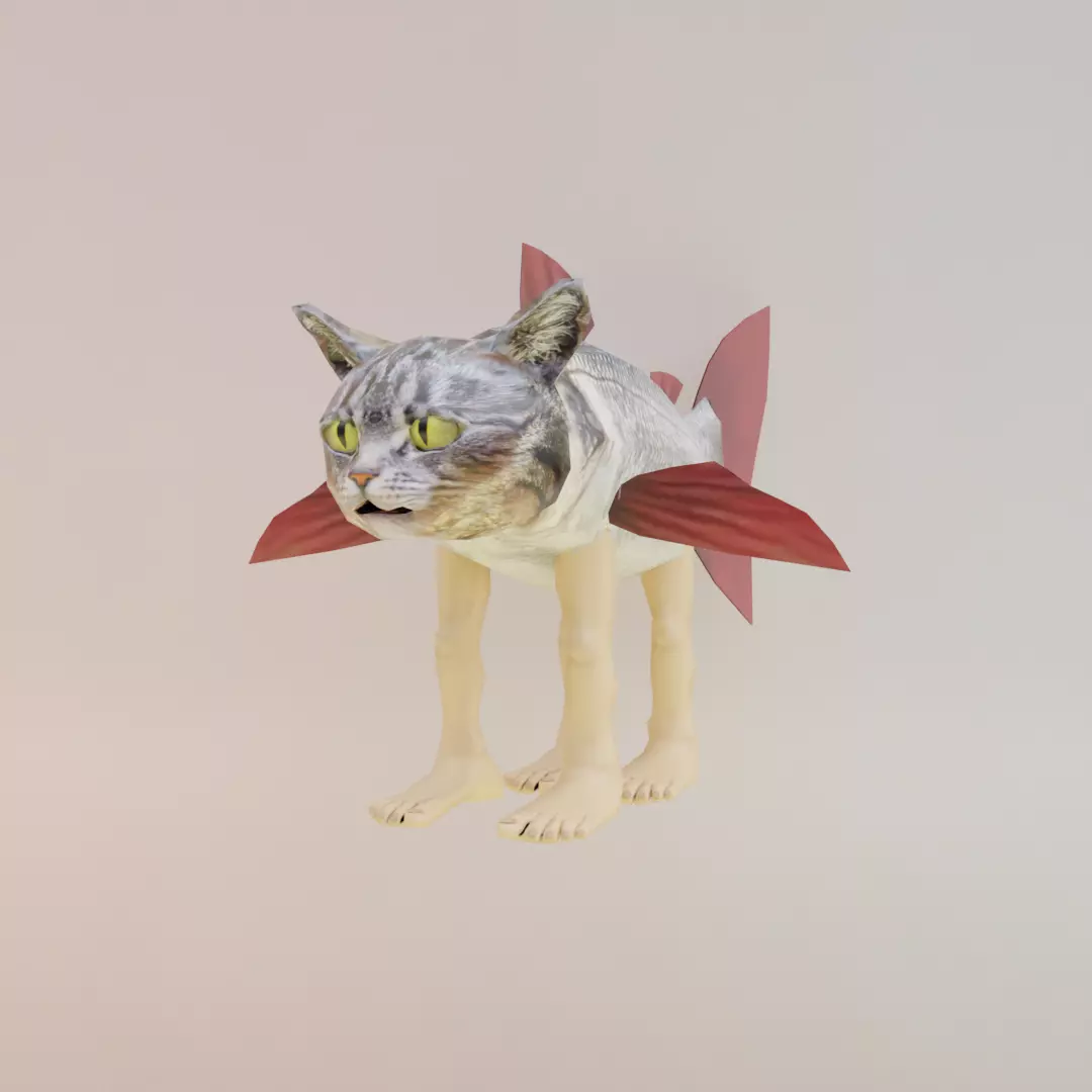 Trulimero Trulicina Italian brainrot Low Poly Character Low-poly 3D model_1