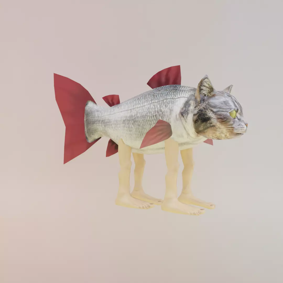 Trulimero Trulicina Italian brainrot Low Poly Character Low-poly 3D model_10