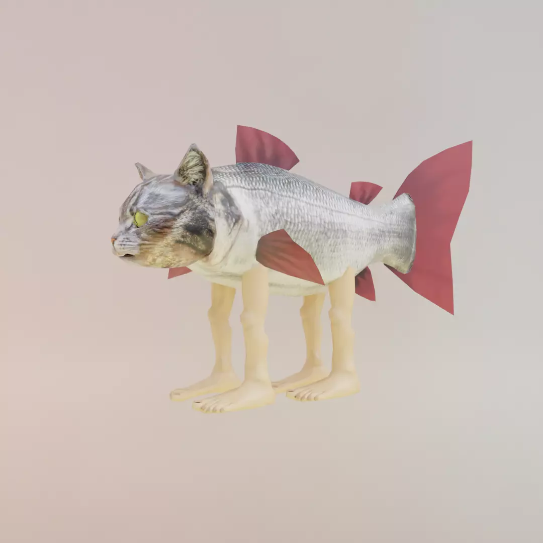 Trulimero Trulicina Italian brainrot Low Poly Character Low-poly 3D model_2