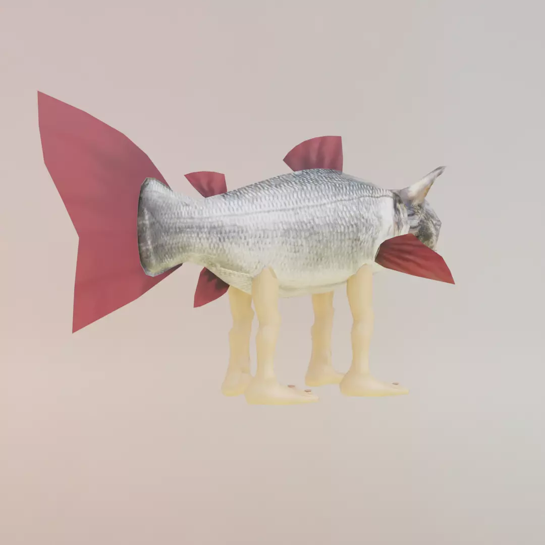 Trulimero Trulicina Italian brainrot Low Poly Character Low-poly 3D model_8