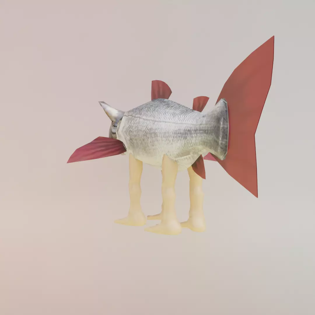 Trulimero Trulicina Italian brainrot Low Poly Character Low-poly 3D model_5