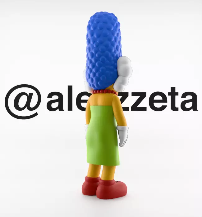 Kaws Homer Simpson x Marge Simpson Textured Low-poly 3D model_30