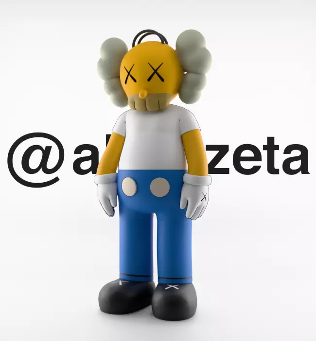 Kaws Homer Simpson x Marge Simpson Textured Low-poly 3D model_2