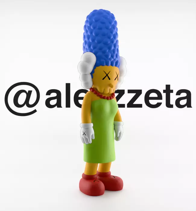Kaws Homer Simpson x Marge Simpson Textured Low-poly 3D model_35