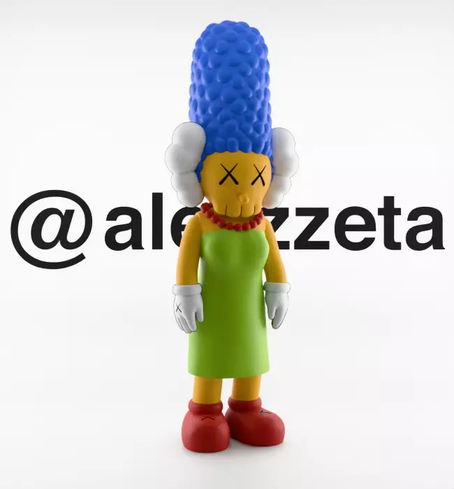 Kaws Homer Simpson x Marge Simpson Textured Low-poly 3D model_36