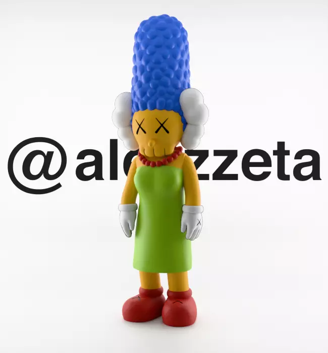 Kaws Homer Simpson x Marge Simpson Textured Low-poly 3D model_20
