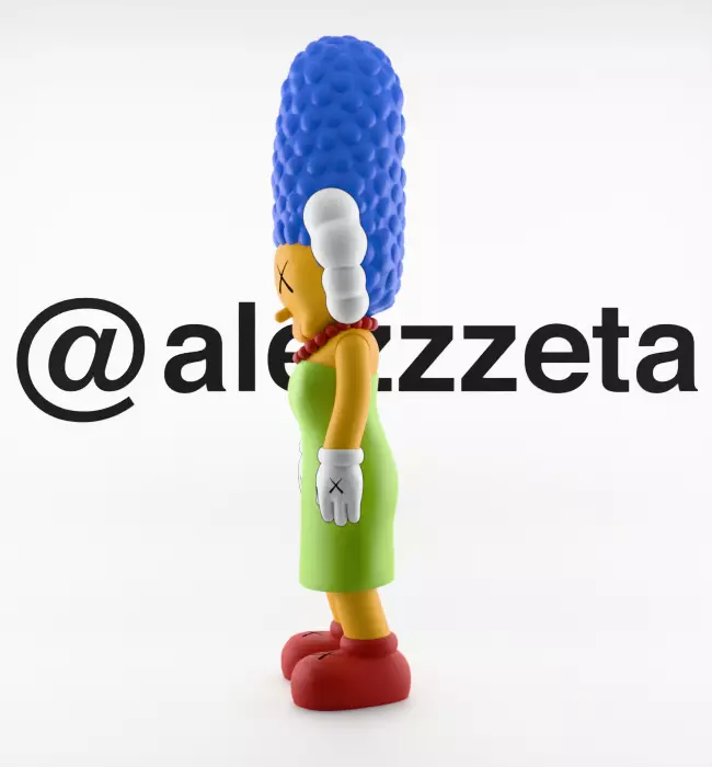 Kaws Homer Simpson x Marge Simpson Textured Low-poly 3D model_23