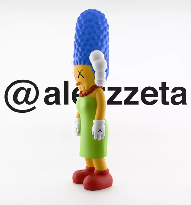 Kaws Homer Simpson x Marge Simpson Textured Low-poly 3D model_22