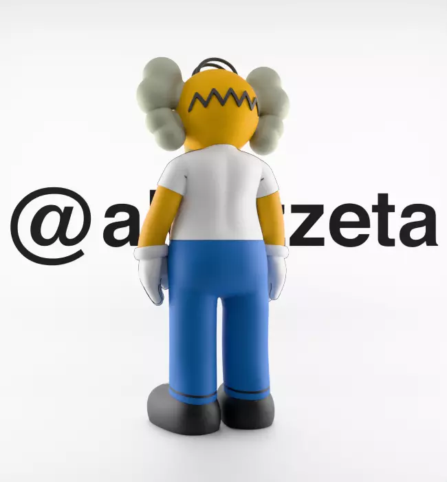 Kaws Homer Simpson x Marge Simpson Textured Low-poly 3D model_9