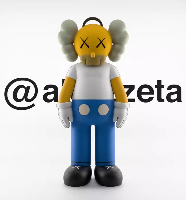 Kaws Homer Simpson x Marge Simpson Textured Low-poly 3D model_1