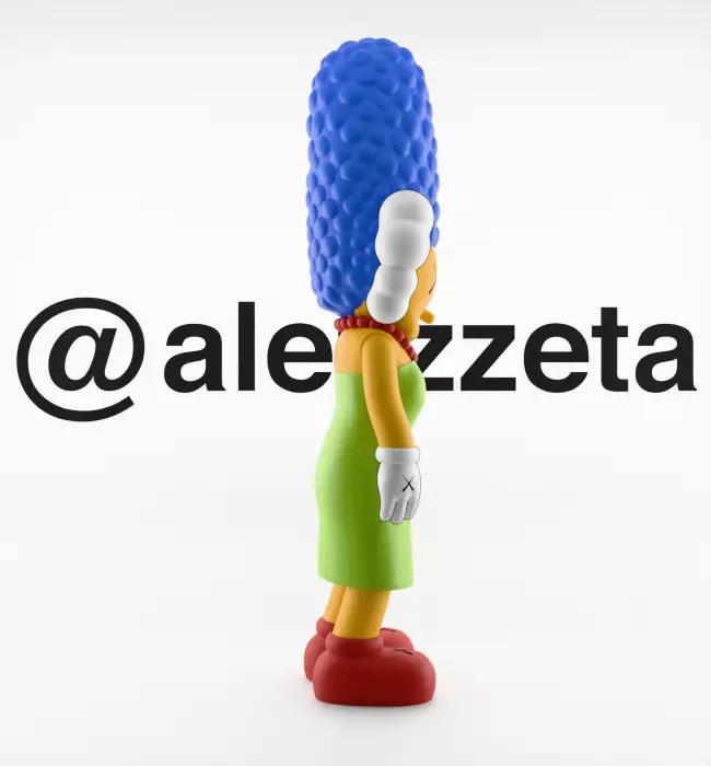 Kaws Homer Simpson x Marge Simpson Textured Low-poly 3D model_32