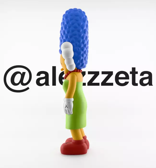 Kaws Homer Simpson x Marge Simpson Textured Low-poly 3D model_24